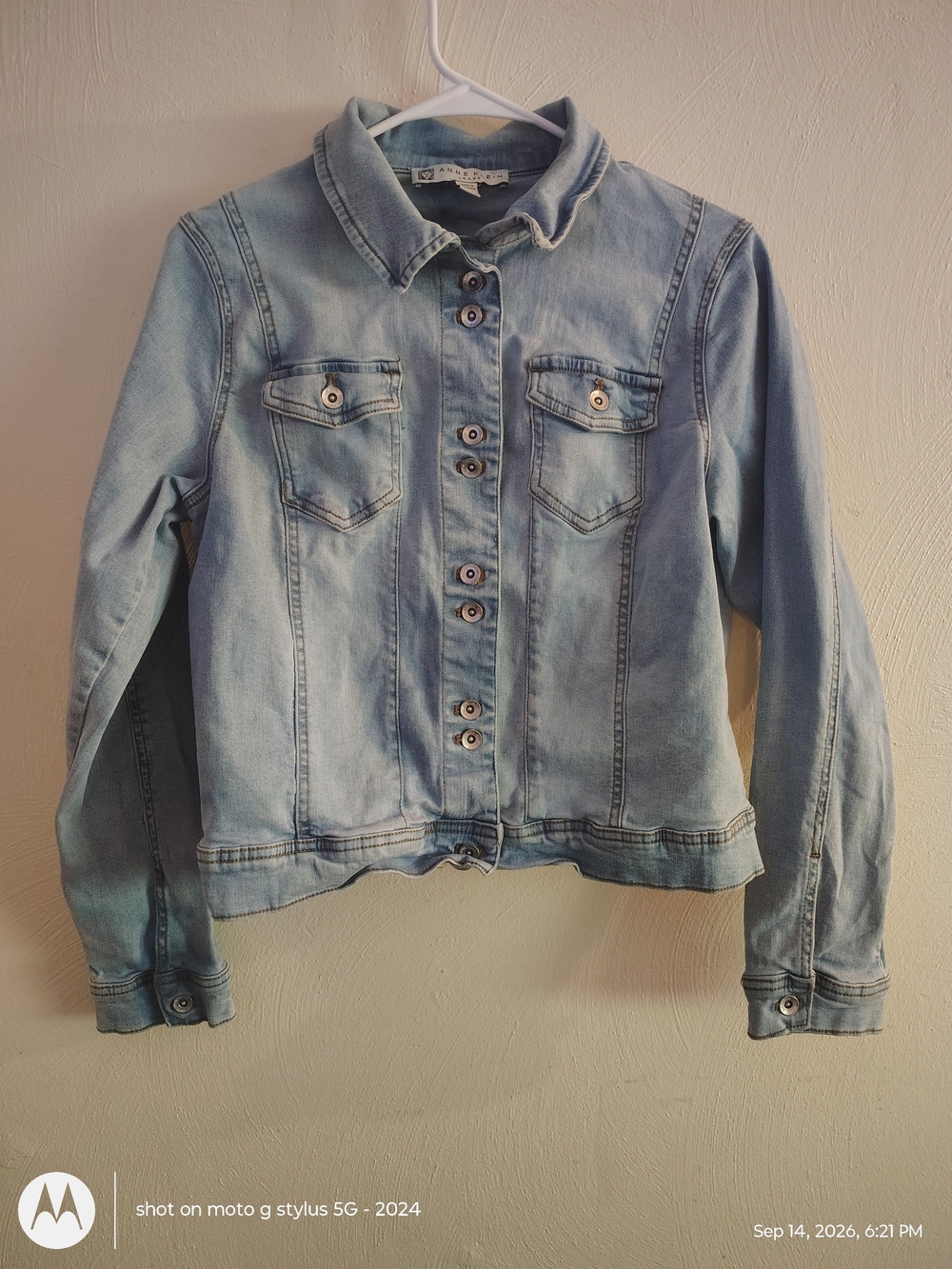 Anne Klein Jeans Women’s Blue Button-Front Collared Pocket Jacket Size 8